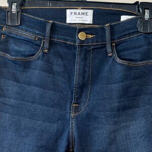 Frame Denim Le High Skinny Women Size 27 Blue Slim‎ Jeans Stretch Rough Hem